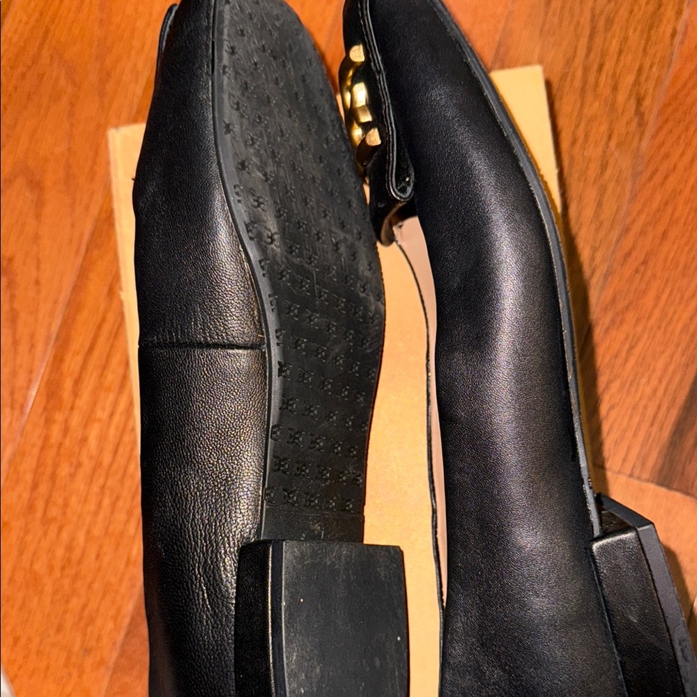 Sam Edelman Black and Gold Flats with Quilted Insole - Picture 4 of 4